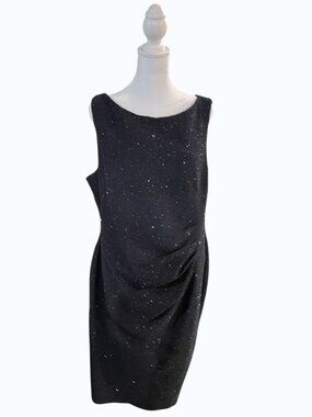 Jessica Howard Charcoal Grey Sleeveless Shimmer Dress with Rouching Size 16